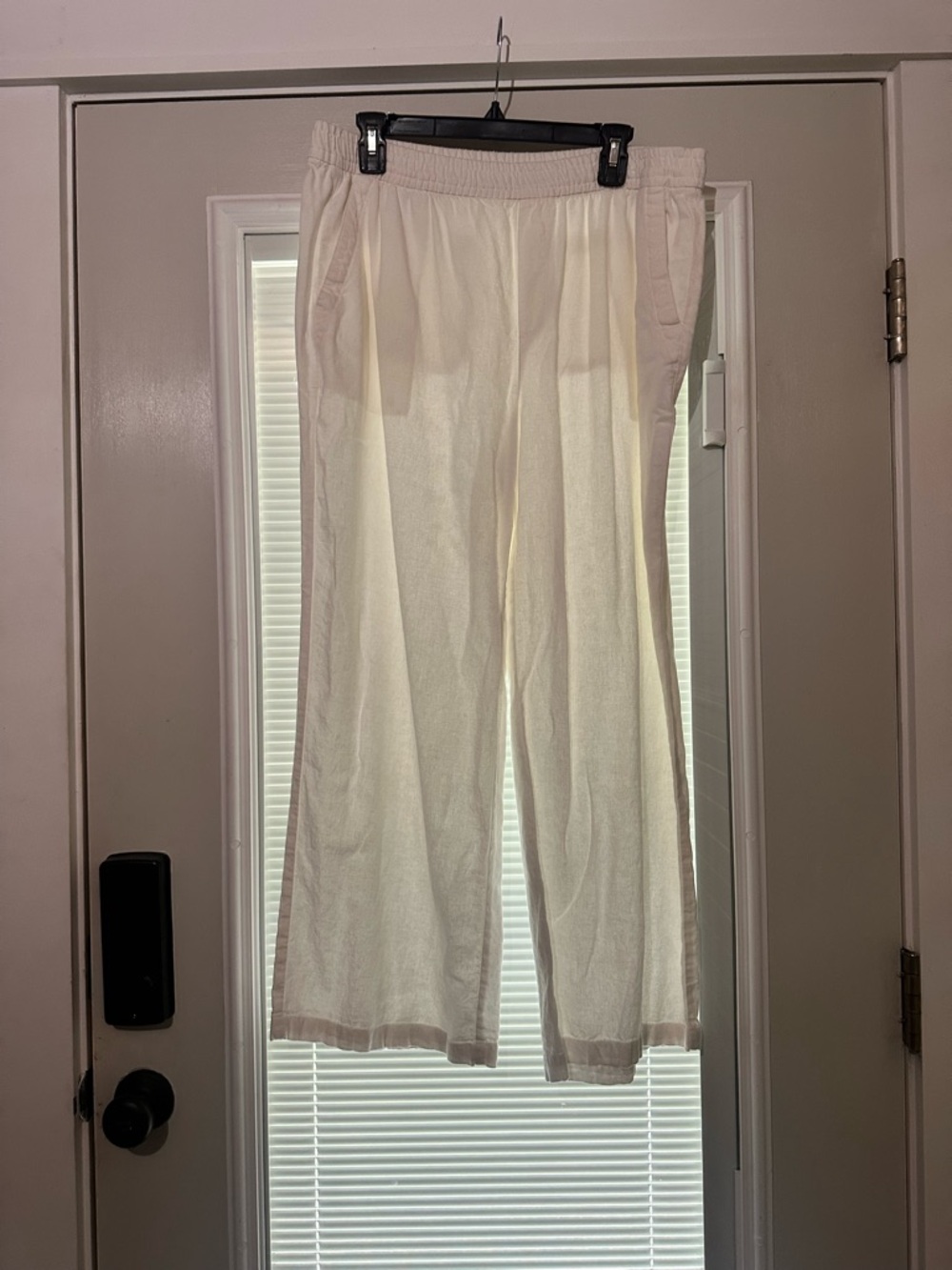 Lightweight White Linen Wide-Leg Drawstring pants